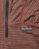 Grid Fleece Hooded Pullover in Dark Teddy and Crimson from Sexhippies blues store www.bluesstore.co