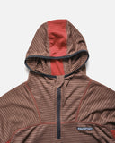 Grid Fleece Hooded Pullover in Dark Teddy and Crimson from Sexhippies blues store www.bluesstore.co