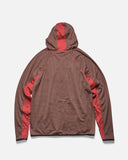 Grid Fleece Hooded Pullover in Dark Teddy and Crimson from Sexhippies blues store www.bluesstore.co