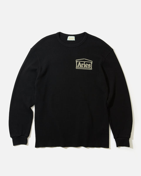 Aries Arise AW24 Waffle LS Tee in Black blues store www.bluesstore.co