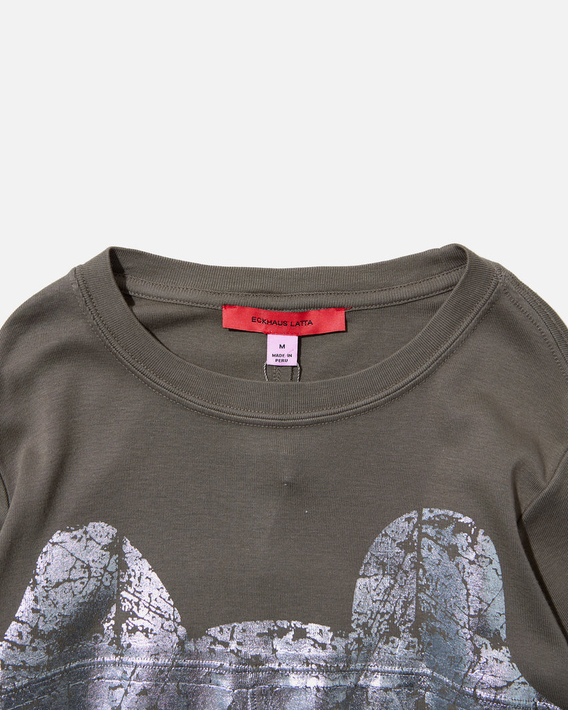 Eckhaus Latta Lapped Baby Tee in Reflector Grey blues store www.bluesstore.co