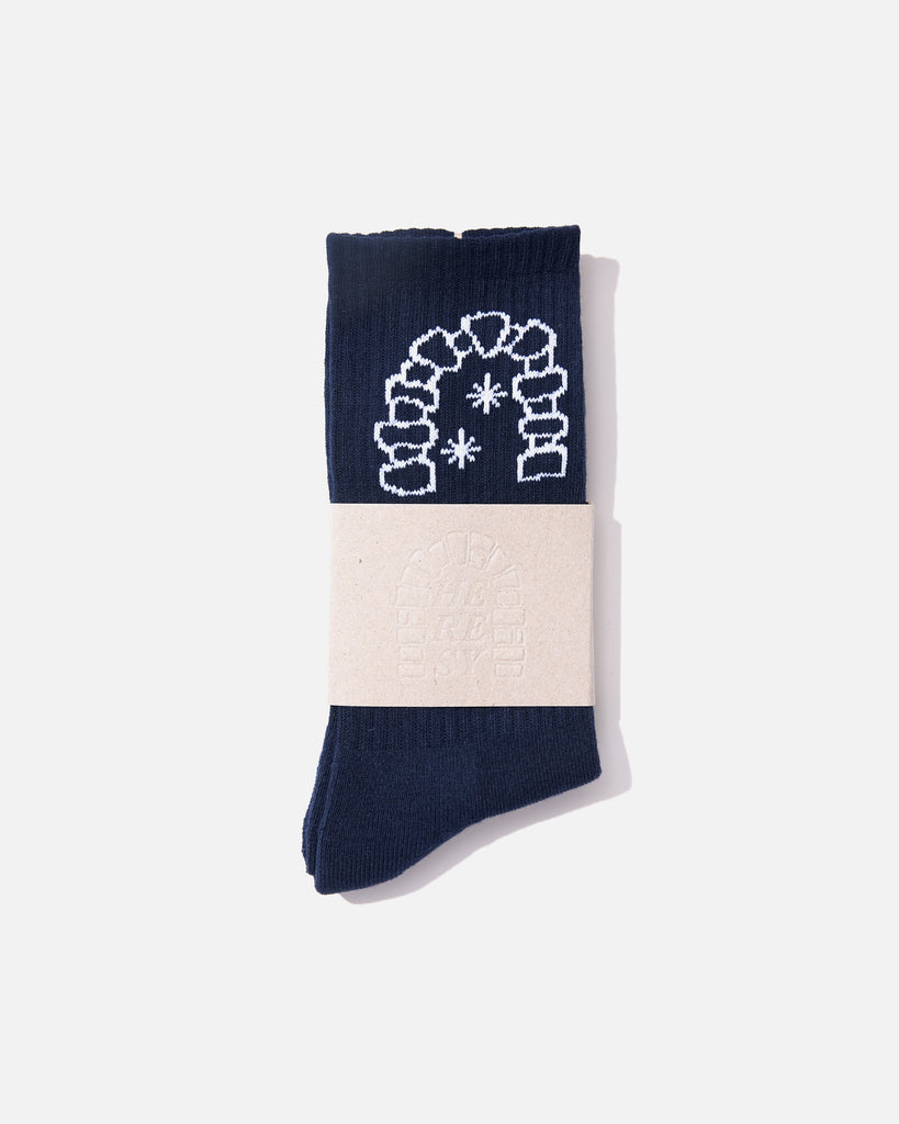 Heresy AW24 Arch Socks in Navy blues store www.bluesstore.co