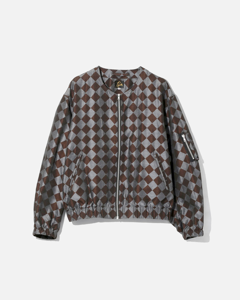 Line Crew Jacket PE/R Argyle Jacquard in Blue / Brown from Needles blues store www.bluesstore.co
