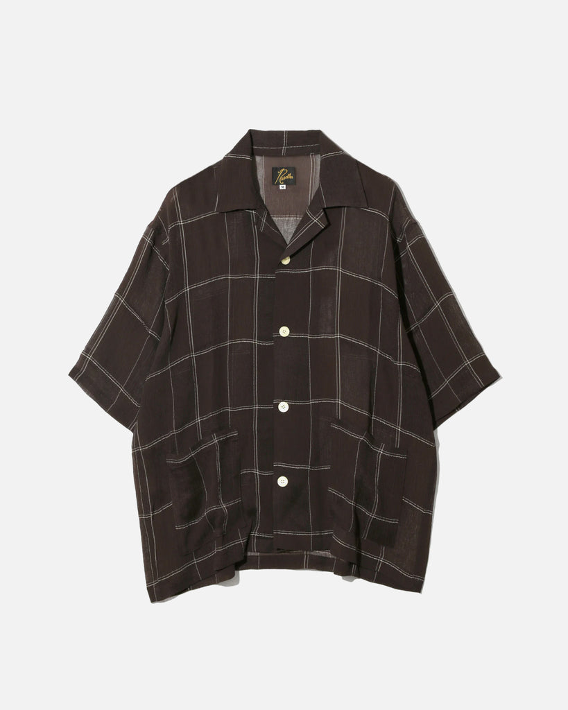 Needles Cupra Crepe Plaid Cabana Shirt in Brown blues store www.bluesstore.co
