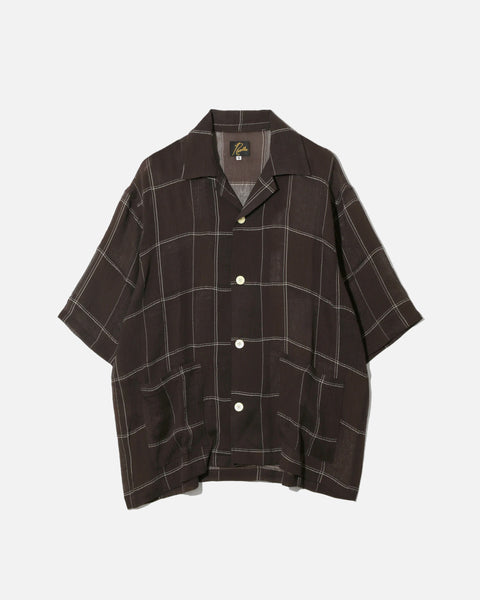 Needles Cupra Crepe Plaid Cabana Shirt in Brown blues store www.bluesstore.co