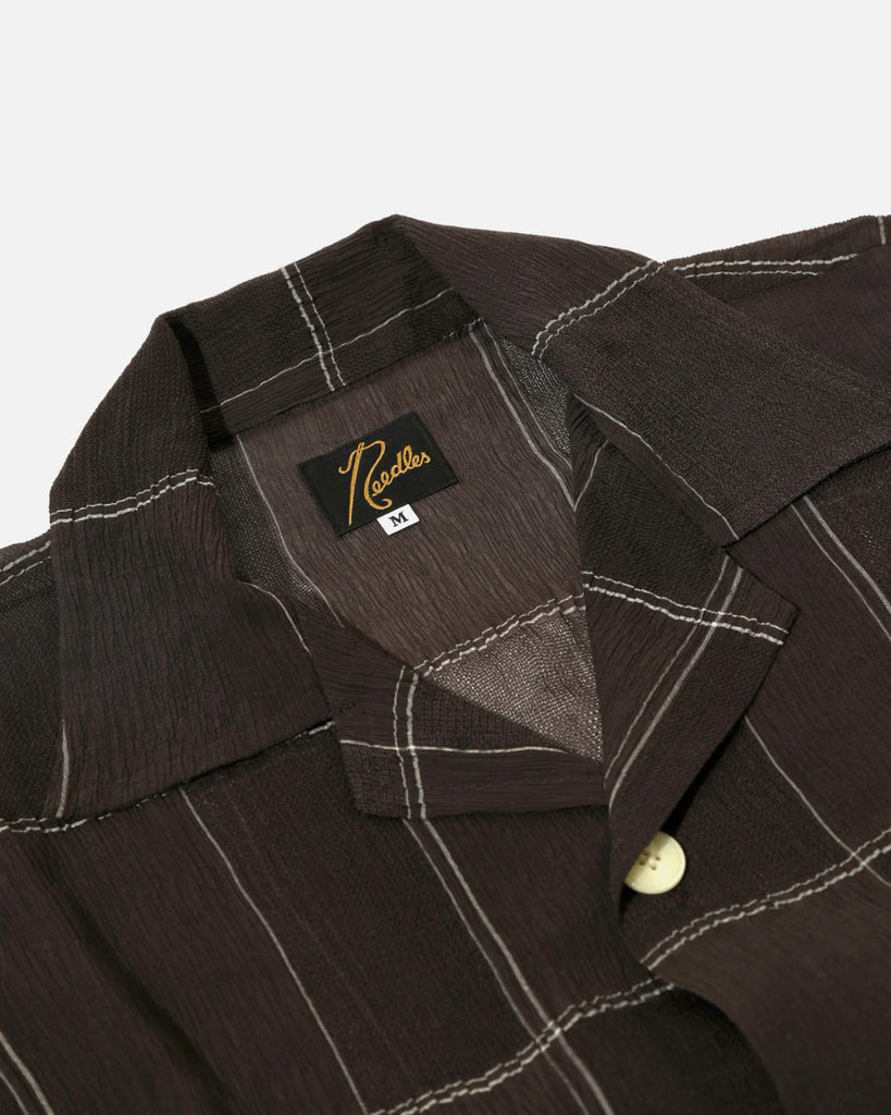 Needles Cupra Crepe Plaid Cabana Shirt in Brown blues store www.bluesstore.co