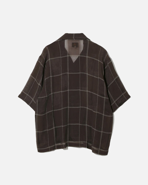 Needles Cupra Crepe Plaid Cabana Shirt in Brown blues store www.bluesstore.co