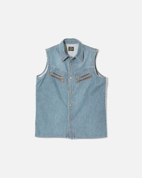 Needles Sleeveless Western Shirt in Indigo 10oz Denim blues store www.bluesstore.co