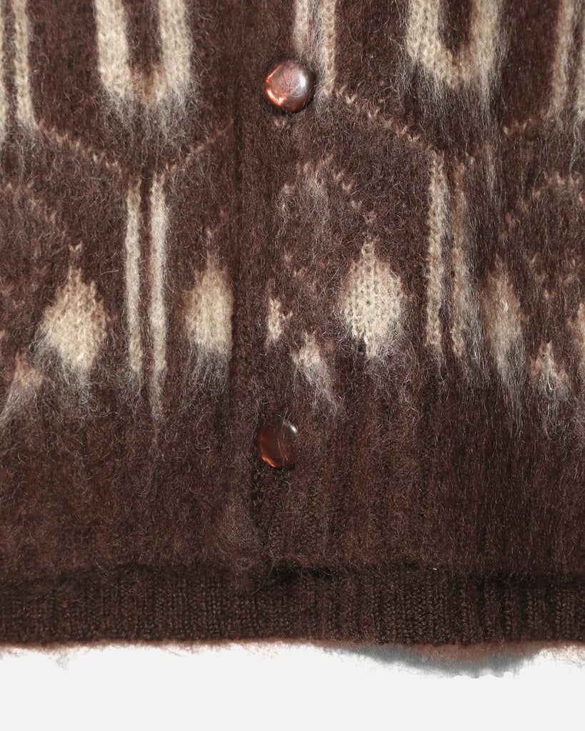 Needles V Neck Mohair Cardigan - Burgundy Geometric blues store www.bluesstore.co