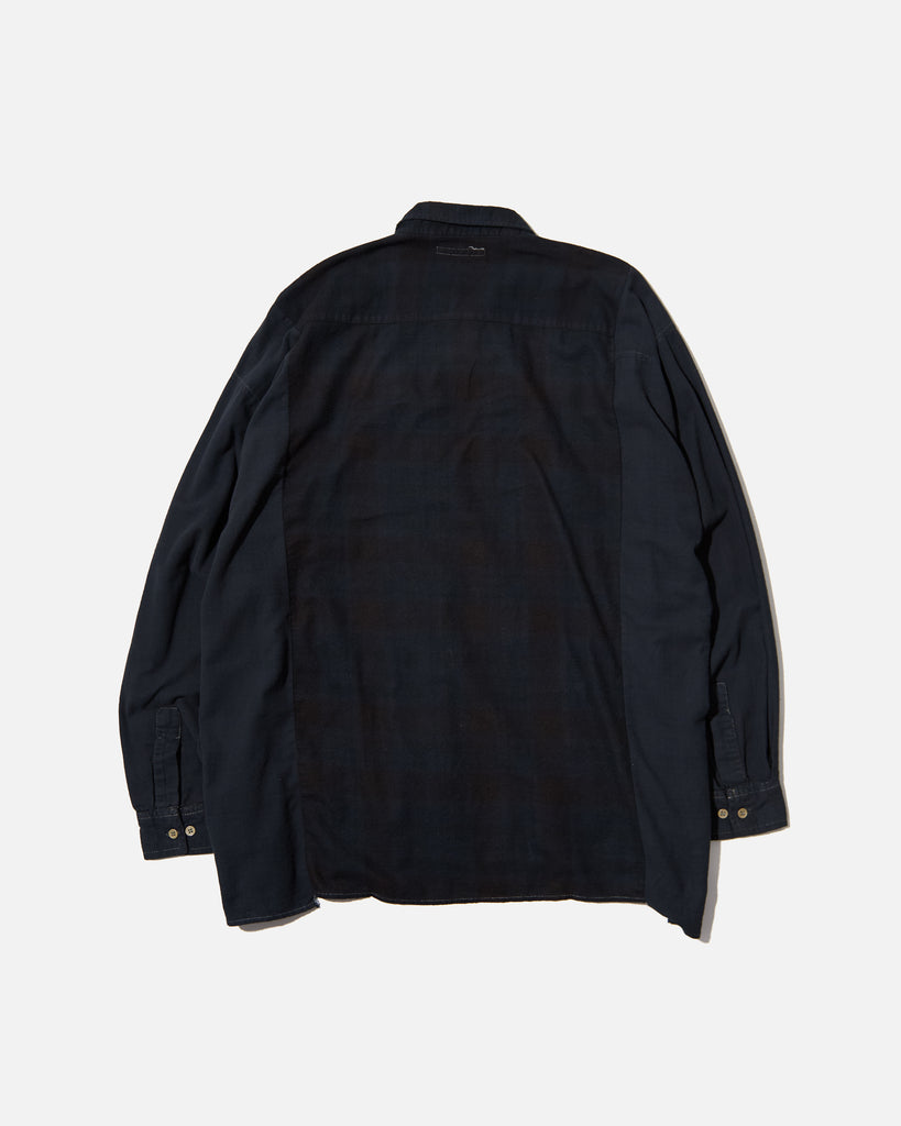 Rebuild by Needles Flannel Shirt -> Ribbon Wide Shirt / Over Dye in Black blues store www.bluesstore.co