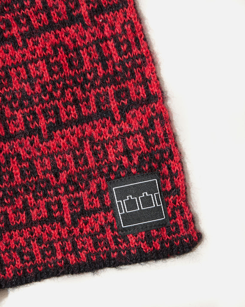TTT Shadow Multiple Knitted Scarf in Black / Carmine Red blues store www.bluesstore.co