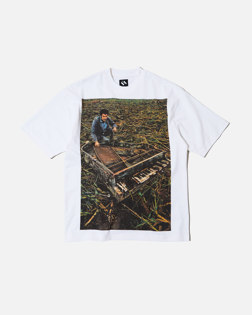 The Trilogy Tapes Piano Storm T-shirt in White blues store www.bluesstore.co