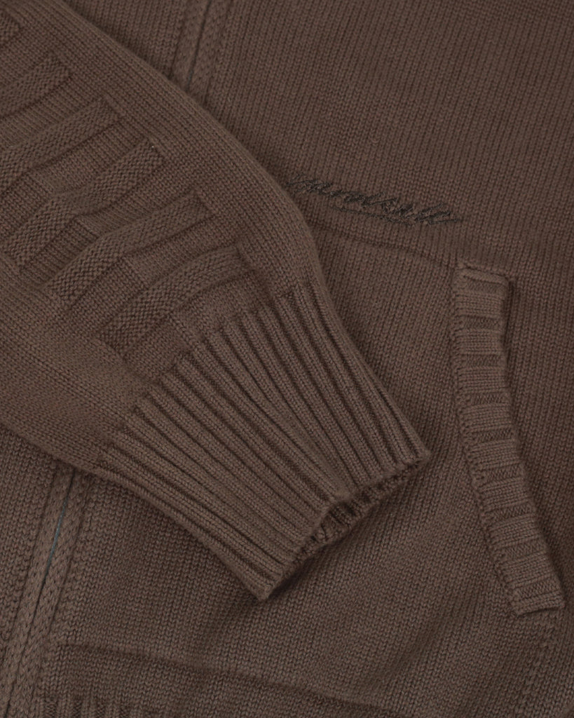 Yardsale Faldo Knitted Full-Zip in Brown blues store www.bluesstore.co