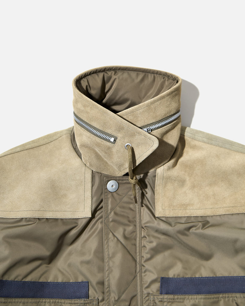 cav empt aw24 Leather Shoulder Bomber Jacket in Khaki blues store www.bluesstore.co
