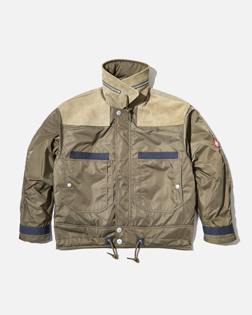 cav empt aw24 Leather Shoulder Bomber Jacket in Khaki blues store www.bluesstore.co