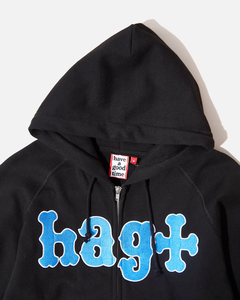 have a good time x HOMERUN Zip Up Hoodie in black blues store www.bluesstore.co