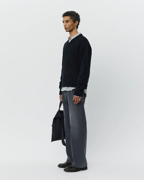 mfpen V-Neck Sweater in Furry Black blues store www.bluesstore.co