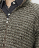 mfpen Women's Cropped Leisure Zip up in Shredded Brown Stripe blues store www.bluesstore.co