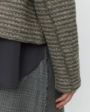 mfpen Women's Cropped Leisure Zip up in Shredded Brown Stripe blues store www.bluesstore.co