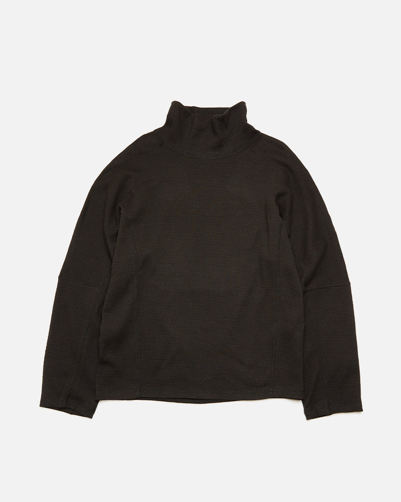 Silk Mix Waffle Mock Tee in Black blues store www.bluesstore.co