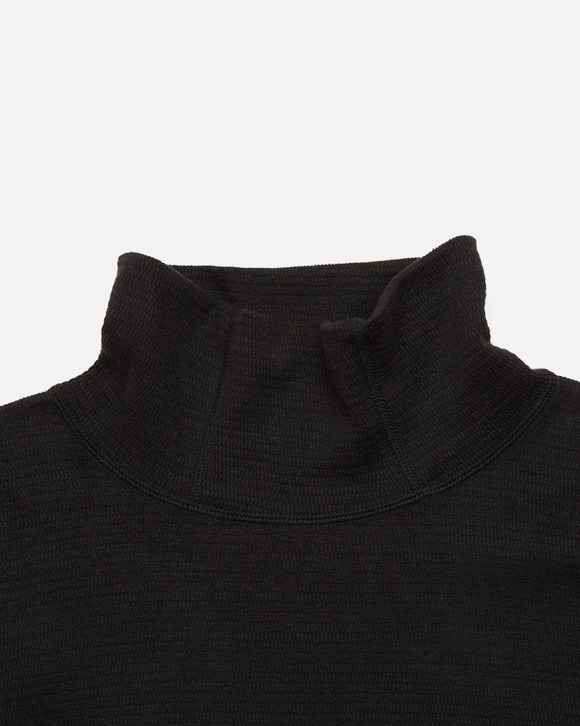 Silk Mix Waffle Mock Tee in Black blues store www.bluesstore.co