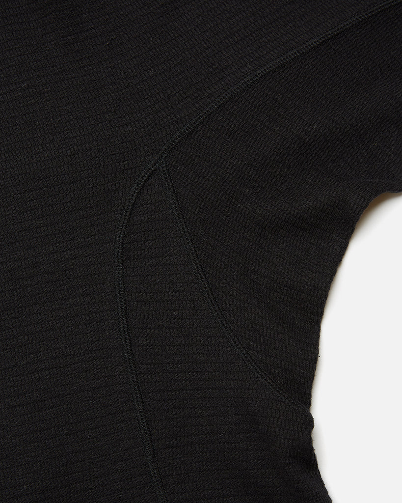 Silk Mix Waffle Mock Tee in Black blues store www.bluesstore.co