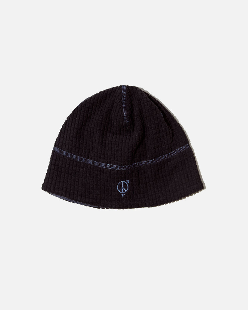 sexhippies Reversible Grid Fleece Beanie in Black / Mid Grey blues store www.bluesstore.co