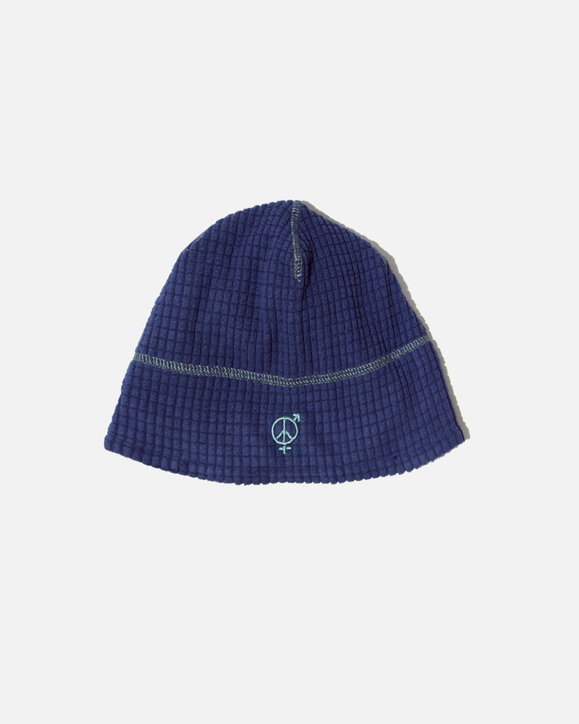 sexhippies Reversible Grid Fleece Beanie in Navy / Sage blues store www.bluesstore.co