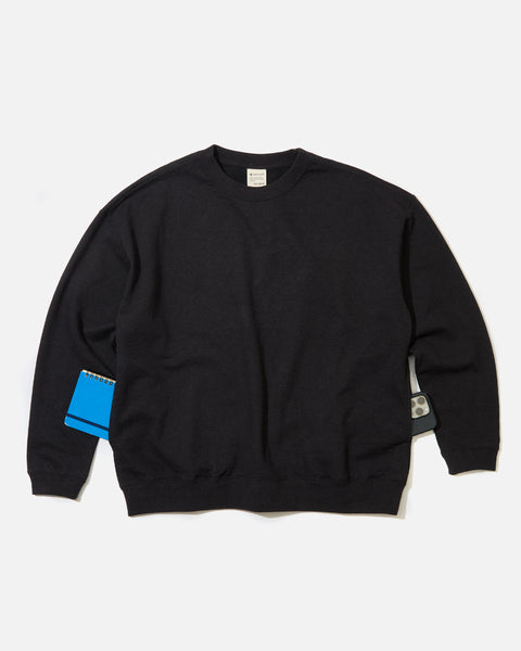 Snow Peak Recycled Cotton Crew Neck Sweatshirt in Black blues store www.bluesstore.co