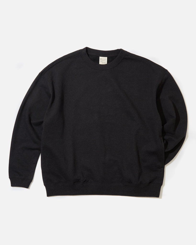 Snow Peak Recycled Cotton Crew Neck Sweatshirt in Black blues store www.bluesstore.co