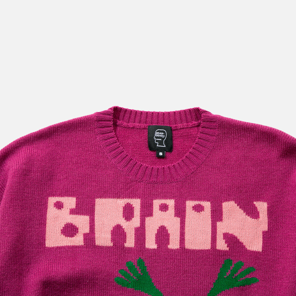 Brain Dead Frogger Sweater in Fuchsia from the brands SS22 collection blues store www.bluesstore.co