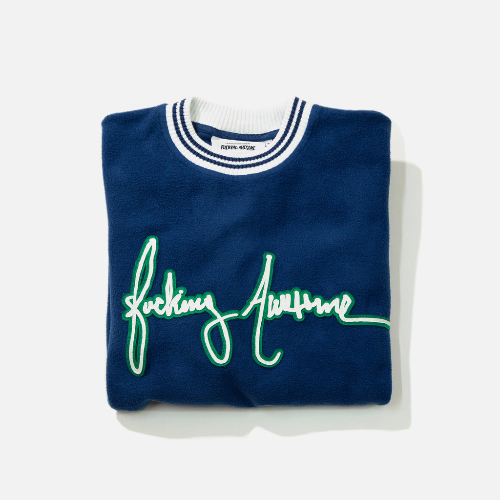 Cursive Crewneck in Navy from Fucking Awesome blues store www.bluesstore.co