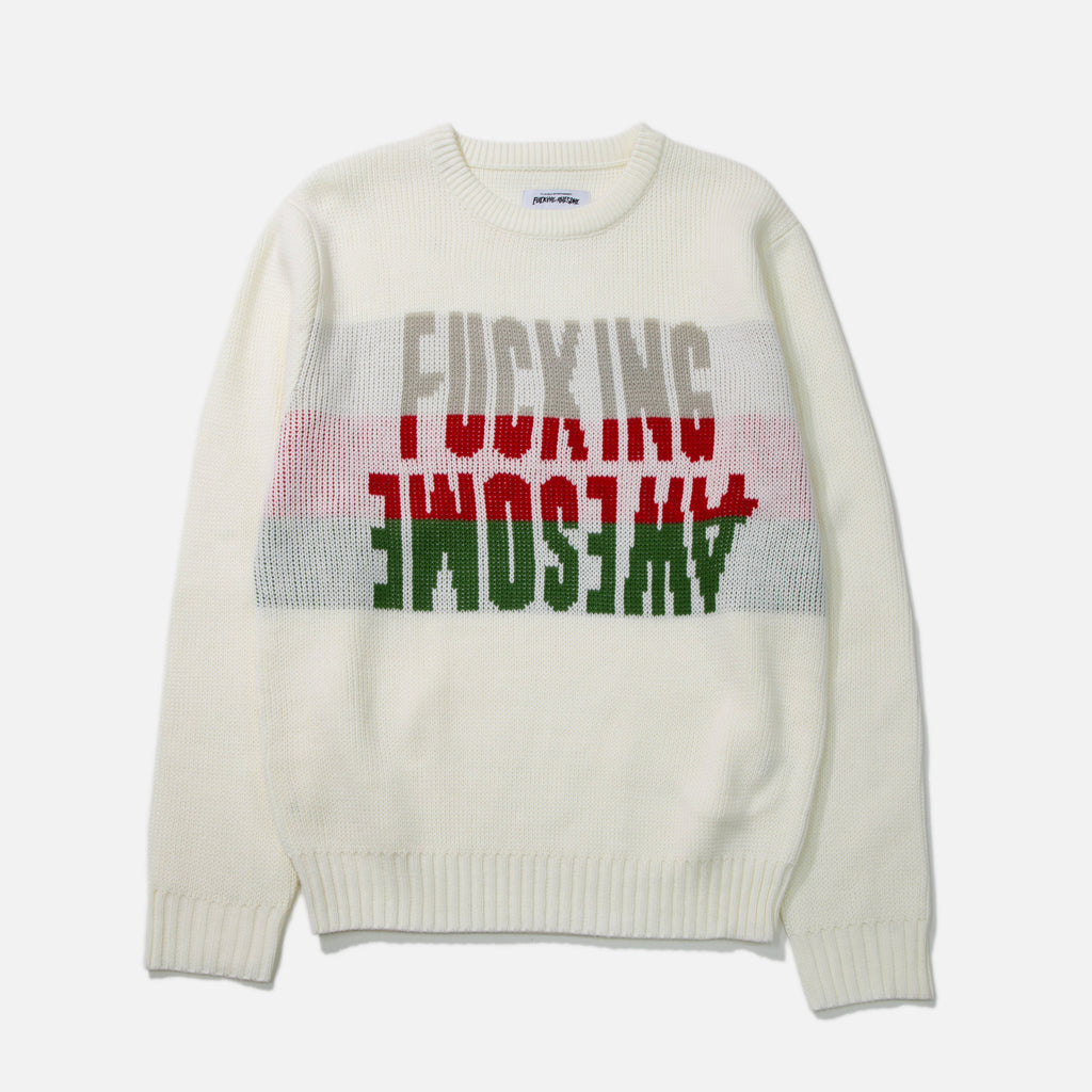 Intarsia Sweater in White from Fucking Awesome blues store www.bluesstore.co