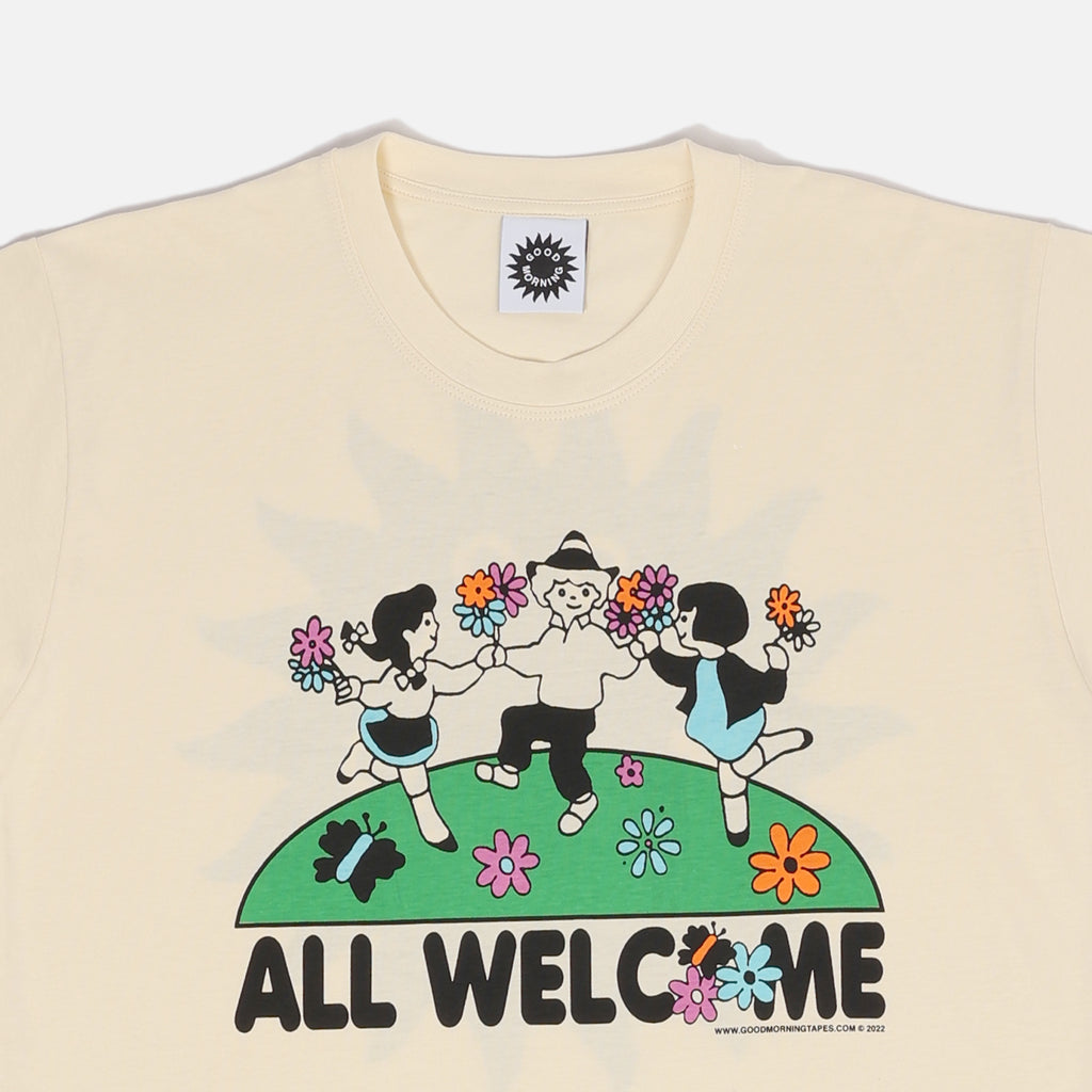All Welcome Garden Short Sleeve Tee in Natural from Good Morning Tapes blues store www.bluesstore.co