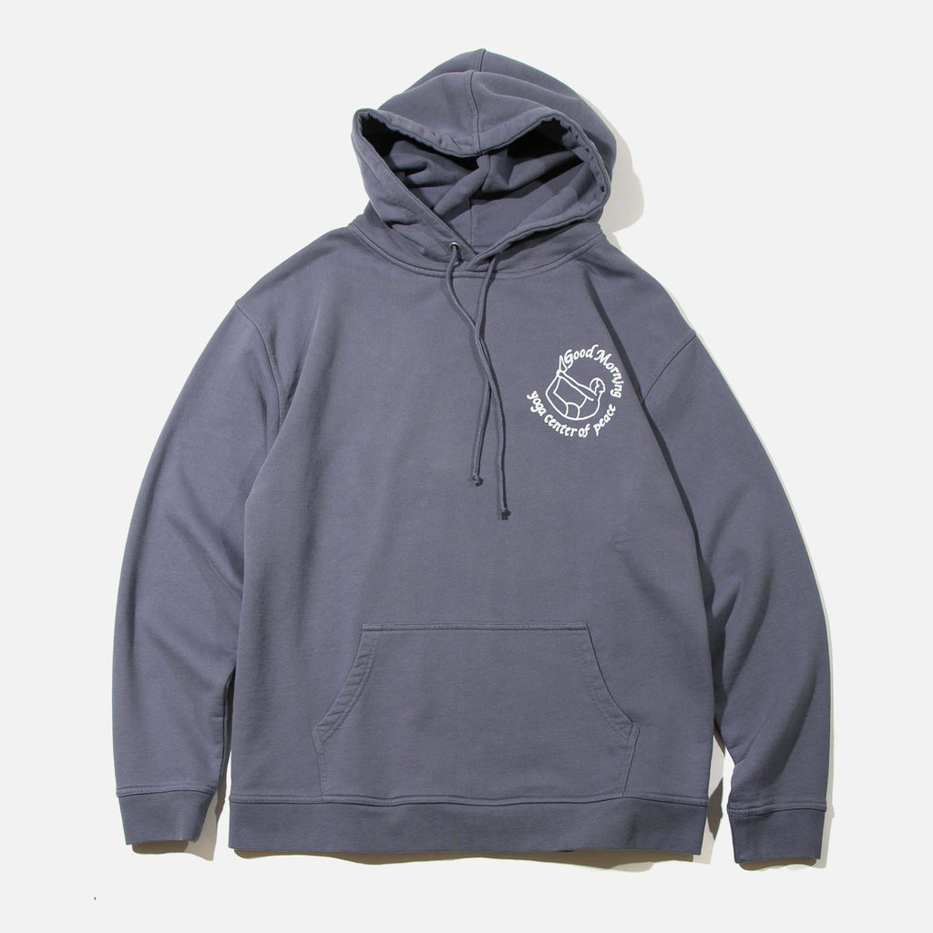 Yoga Center Pullover Fleece Hoodie in Salty Blue from Good Morning Tapes blues store www.bluesstore.co