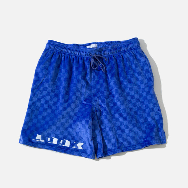 Velour shorts in checked purple from New York based LQQK Studio blues store www.bluesstore.co