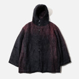 Needles Plaid Mohair Shaggy Hooded Big Coat in Navy / Bordeaux blues store www.bluesstore.co