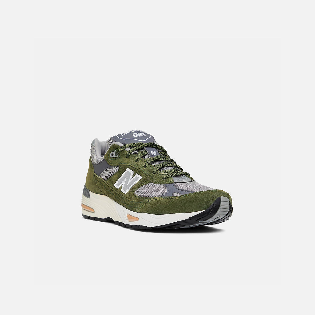 Green with Grey & Tan M991GGT Made in UK New Balance trainer blues store www.bluesstore.co