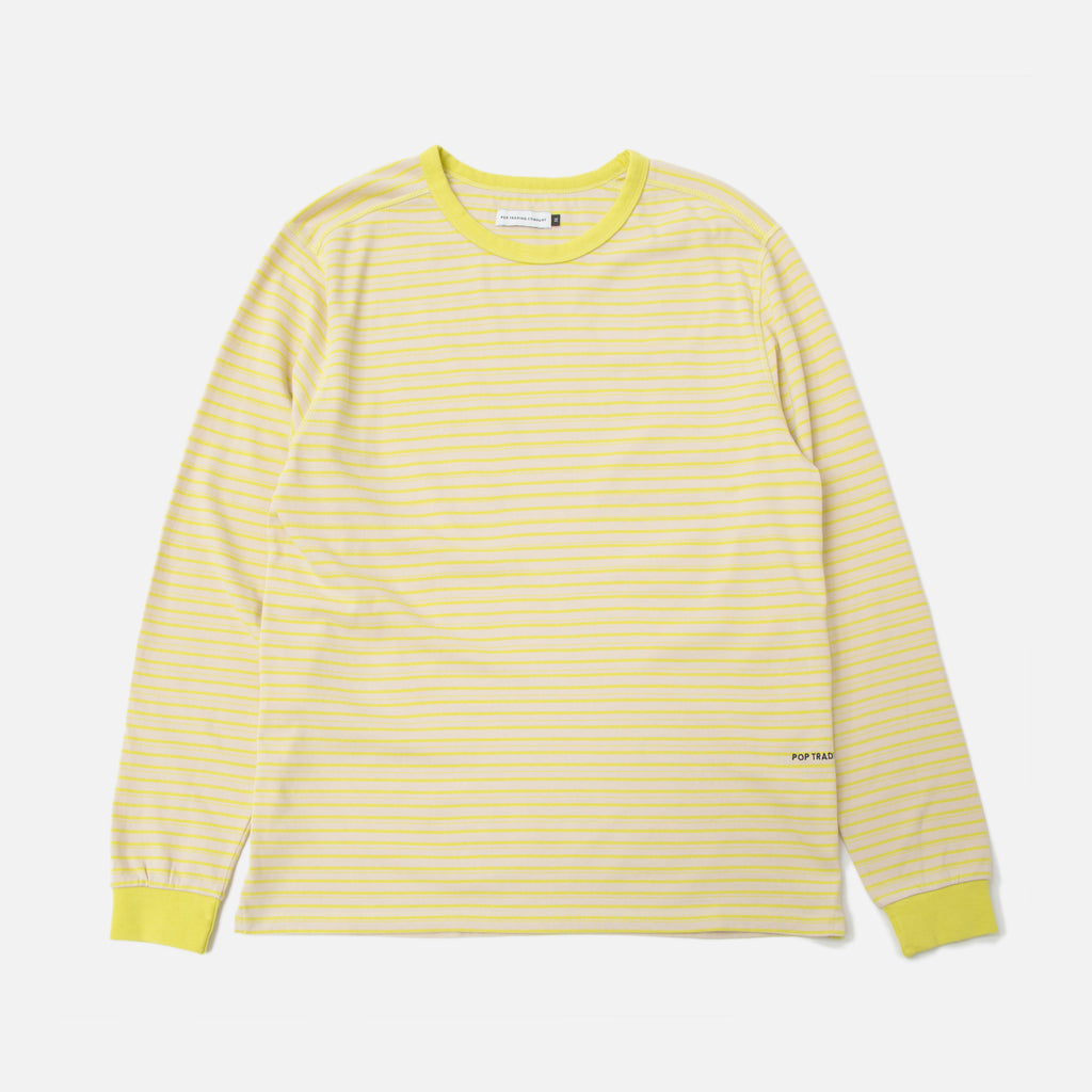 pop trading company Blaine Striped Longsleeve T-shirt Electric Yellow White blues store