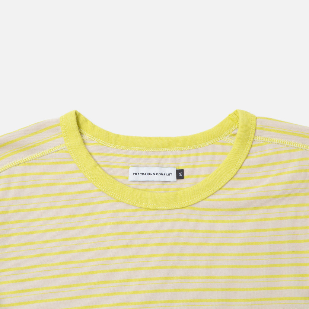 pop trading company Blaine Striped Longsleeve T-shirt Electric Yellow White blues store