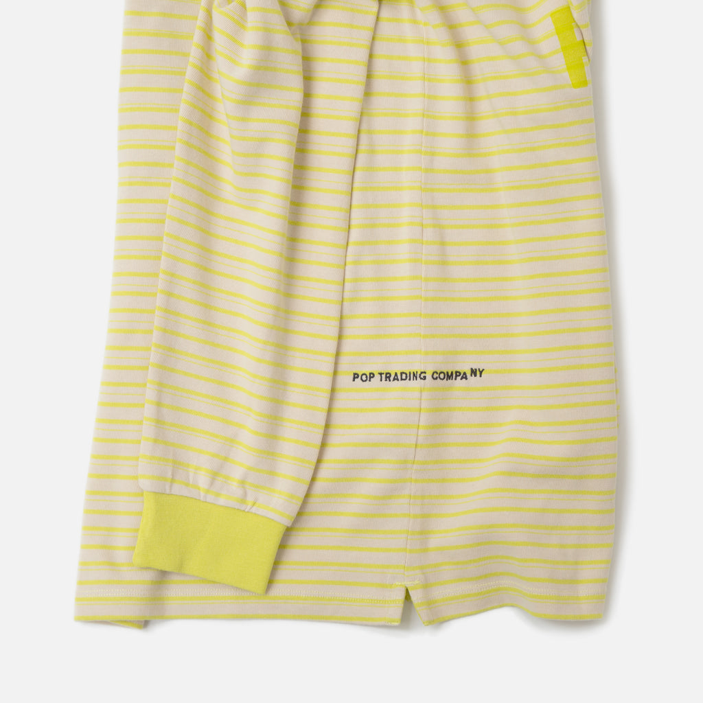 pop trading company Blaine Striped Longsleeve T-shirt Electric Yellow White blues store
