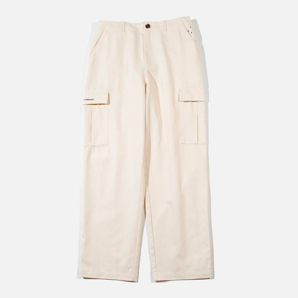 SS22 DRS Herringbone Cargo Pants in Off White from Pop Trading Company blues store www.bluesstore.co