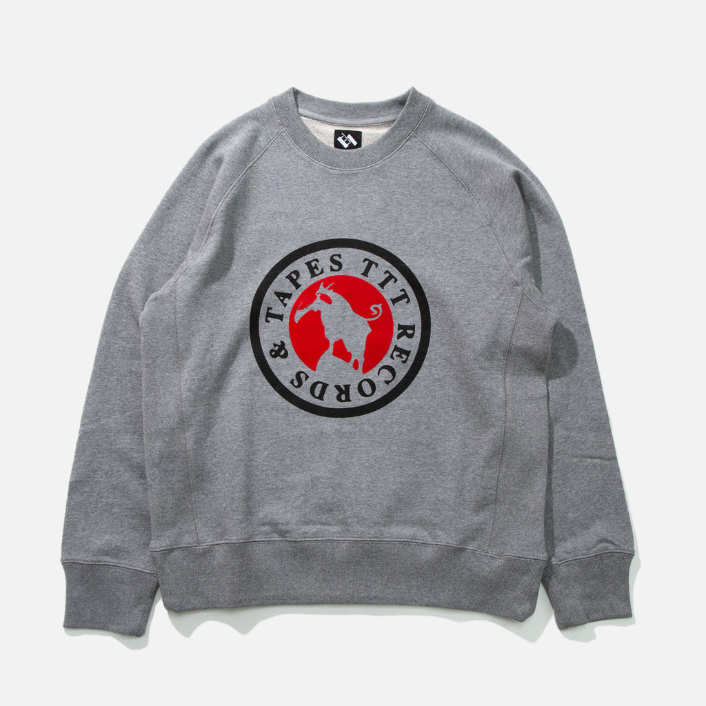 Horned Pelican Crew Neck Sweatshirt in Heather Grey from The Trilogy Tapes blues store www.bluesstore.co