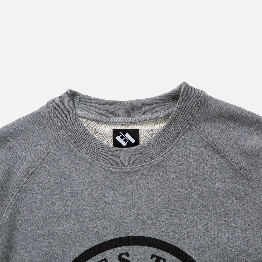 Horned Pelican Crew Neck Sweatshirt in Heather Grey from The Trilogy Tapes blues store www.bluesstore.co